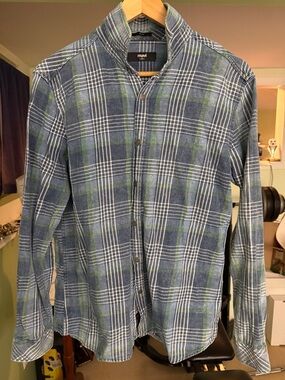 Mavi Blue and Green Plaid Button-Down Shirt